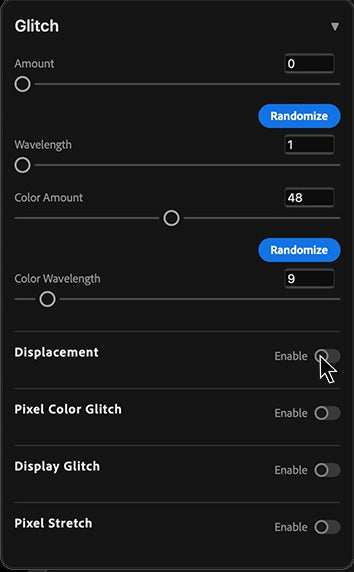 UI — Glitch panel