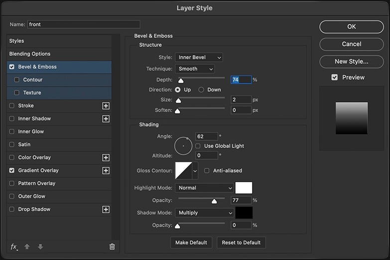 UI — Bevel & Emboss